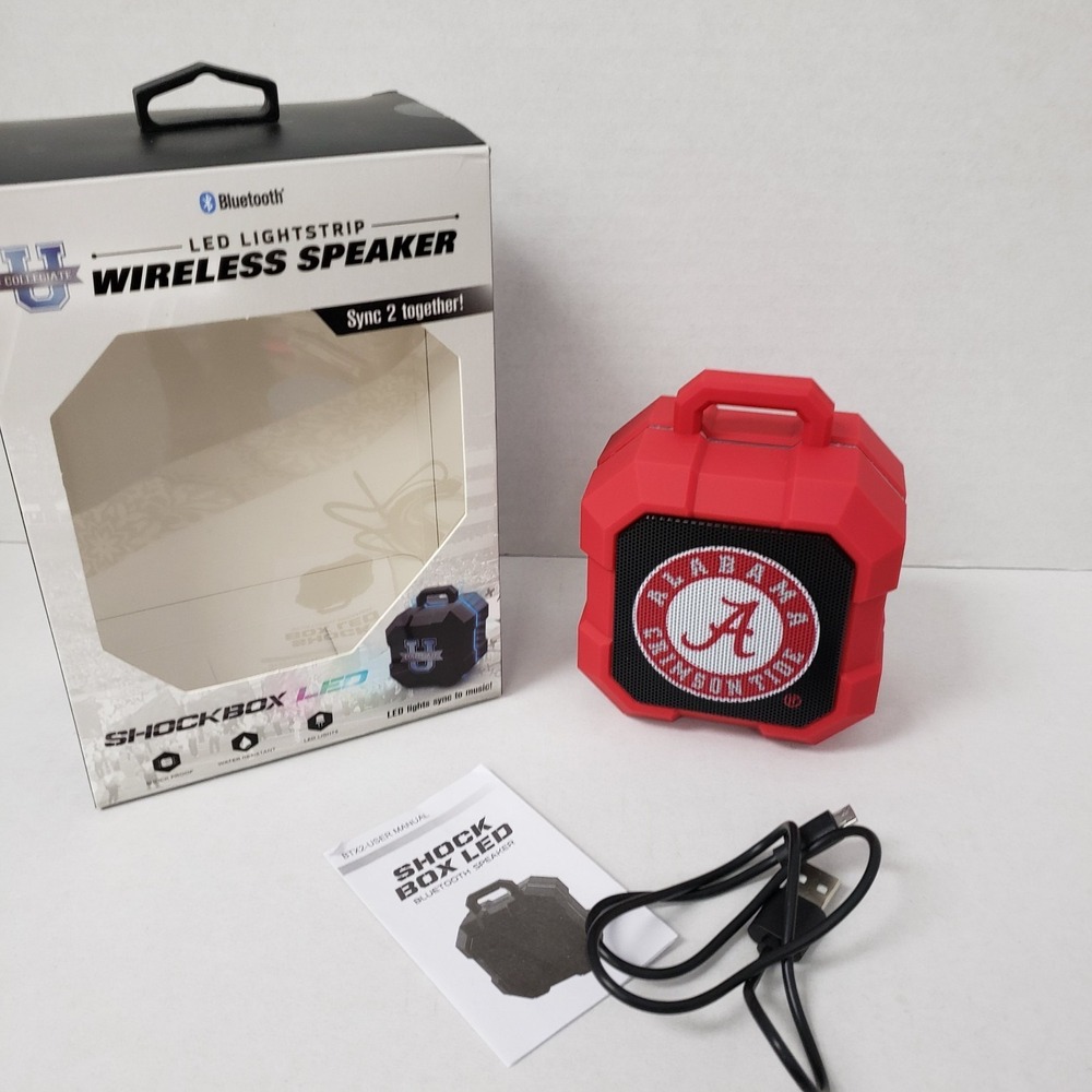 Alabama Crimson Tide Red Bluetooth Wireless Speaker Shockbox LED light Open Box